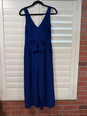 I.N. San Francisco Royal Blue V-Neck Jumpsuit with Waist Tie